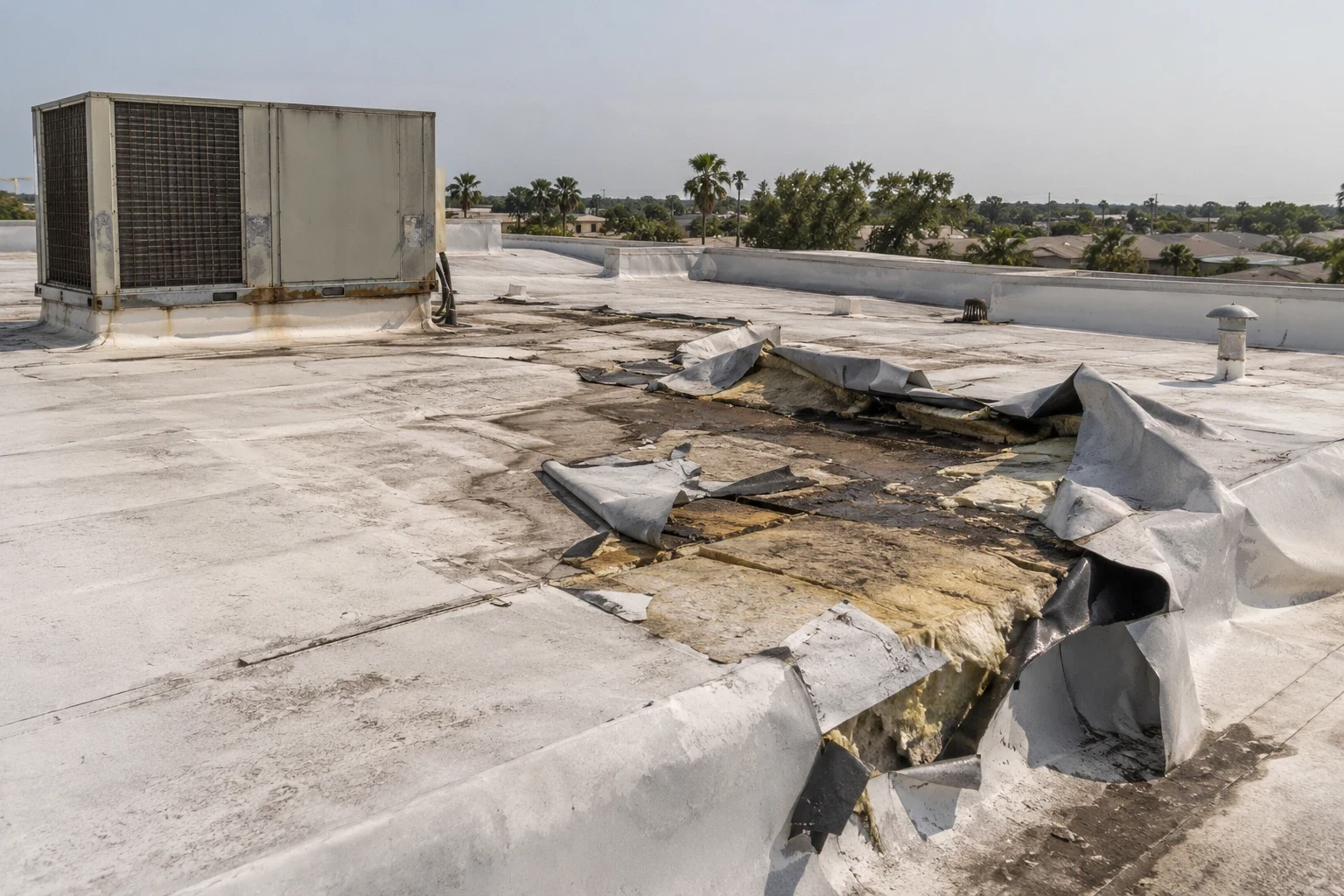 Commercial Hurricane Damage Roof Repair in Sunrise, FL